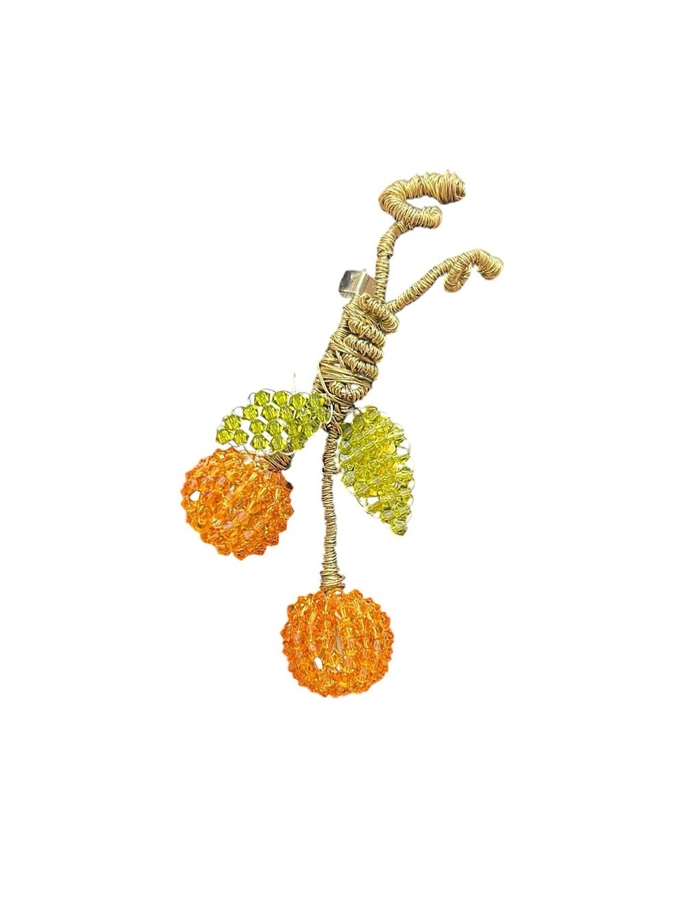 NWT Mindy Lam beaded fruit brooch pin cherry oranges peaches statement
